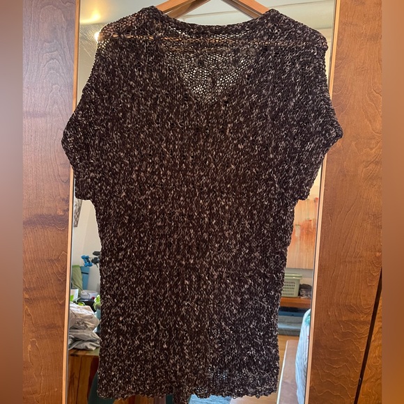 Eileen Fisher short sleeved sweater. Marbled navy color. - Picture 2 of 3